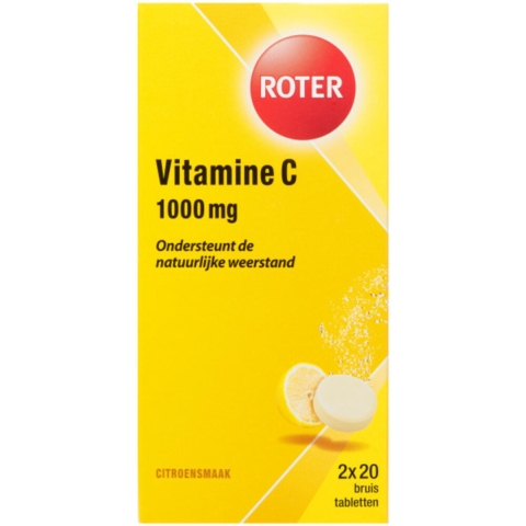 Gratis Verzending: 2x Roter Vitamine C Bruis 1000 mg Citroen 2 x 20 bruistabletten