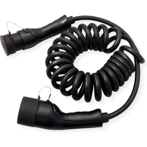 ROLINE Auto oplaadkabel Type2, 1-fase, 250 VAC (1P+N+E), 32 A, 7,4 kW, spiraalkabel, 5 m