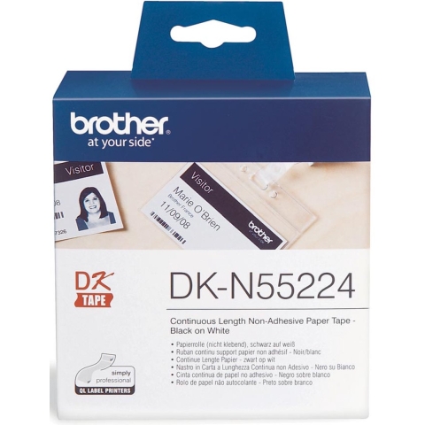 Brother DK-N55224 Rol met etiketten 54 mm x 30.48 m Papier Wit 1 stuk(s) Niet hechtend DKN55224 Universele etiketten