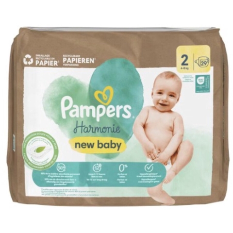 4x Pampers Harmonie Luiers Maat 2 (4-8 kg) 29 stuks