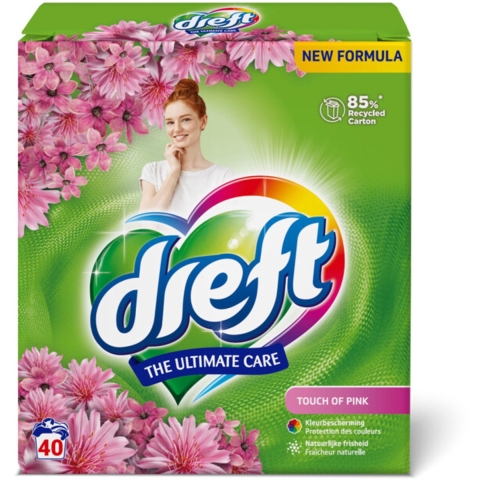 4x Dreft Poeder Wasmiddel Touch Pink 40 wasbeurten 2,6 kg
