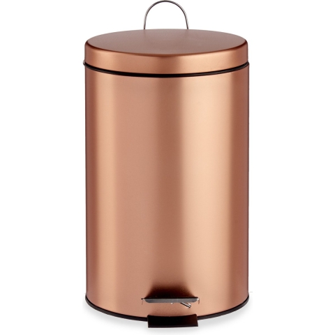 Pedaalemmer/vuilnisbak metaal 7 liter inhoud koper kleur 31 x 20 cm