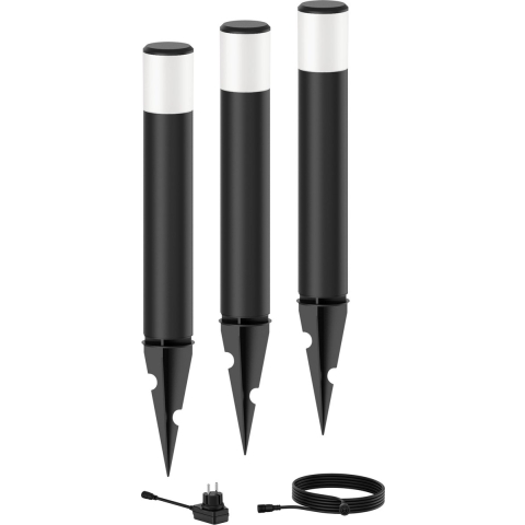 Philips GardenLink Purex 24V sokkellamp met spies - zwart - set van 3