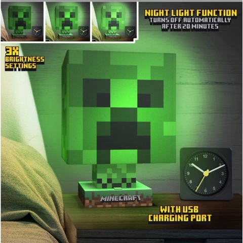 Minecraft: Creeper Icon Lamp met USB-oplader Verlichting