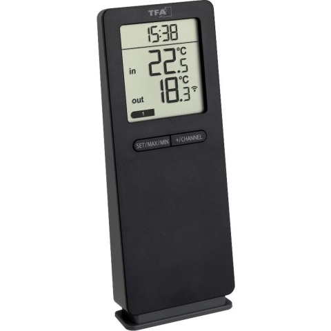 TFA Dostmann Funk-Thermometer LOGOneo 30.3071.01 Draadloze thermometer digitaal Zwart