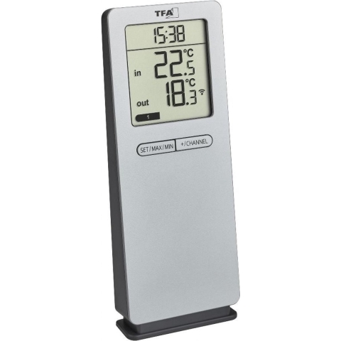 TFA Dostmann Funk-Thermometer LOGOneo 30.3071.54 Draadloze thermometer digitaal Zilver