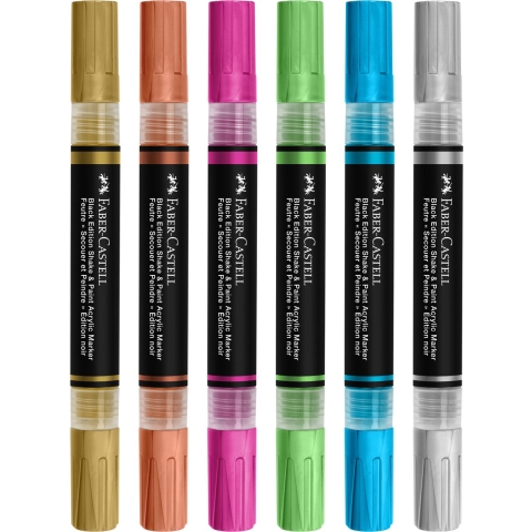 Faber-Castell Markers - Schudden&Verf Acryl - 6 st. - Metallic - Faber-Castell - OneSize - Marker