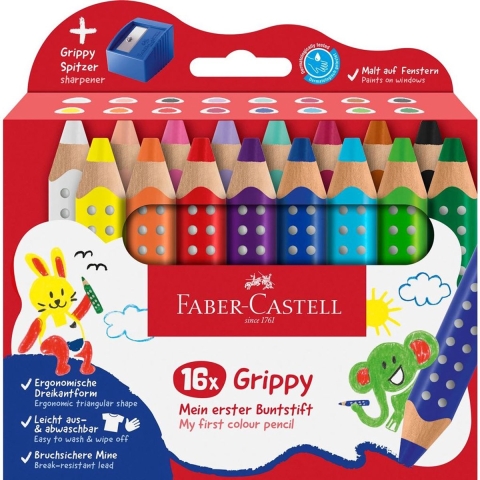 Faber-Castell Kleurpotloden - XXL Jumbo Grip + Tips - 16 stk - Faber-Castell - OneSize - Tekenset