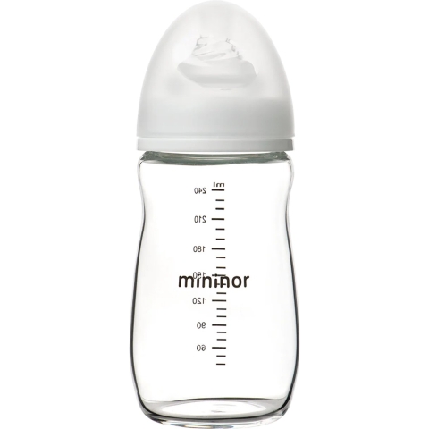 Mininor Babyflesje - Glas - 240 ml - Wit - Mininor - OneSize - Babyflesje