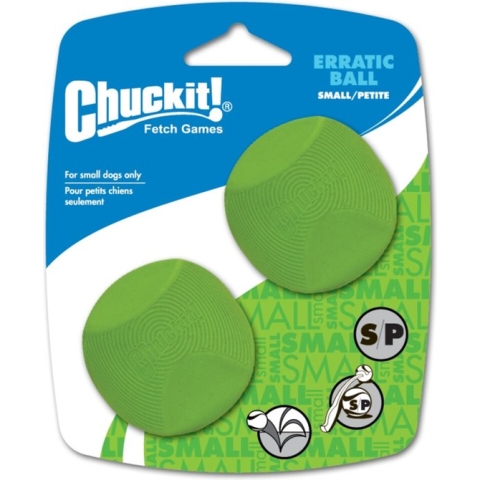 Chuckit! Erratic Ball - Hondenspeelgoed - Hondenbal - Stuiterend hondenspeeltje - Rubber - Small - 2 Stuks