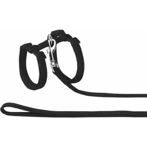 Nobby Tuig Met Lijn Nylon - Kattentuigje - Zwart - 120 cm x 10 mm