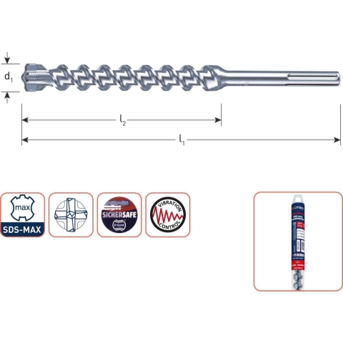 Rotec Hamerboren SDS-MAX &apos;Zentro&apos; 35,0x450/570 mm - 2033502 - 203.3502