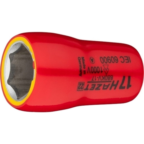 HAZET Dopsleutel · geïsoleerd 880KV-17 · 3/8 inch (10 mm) vierkant hol · Buiten-zeskant-tractieprofiel · SW 17 mm