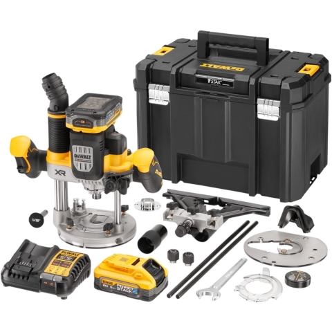 DeWALT DCW620H2 18V Li-ion Accu Bovenfrees Set (2x 5.0Ah POWERSTACK Accu) In TSTAK - 12mm