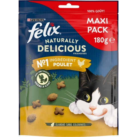 Felix Naturally Delicious met kip en vleugje kattenkruid snacks 6 x 180 g