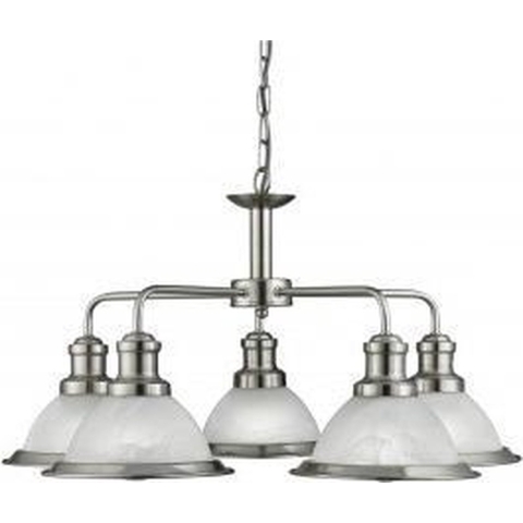Searchlight Bistro - Hanglamp - Ø 63 X 88 Cm - Satijn Zilver