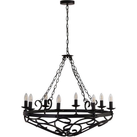 Searchlight Cartwheel III - Luster - Ø 80 X 123 Cm - Mat Zwart