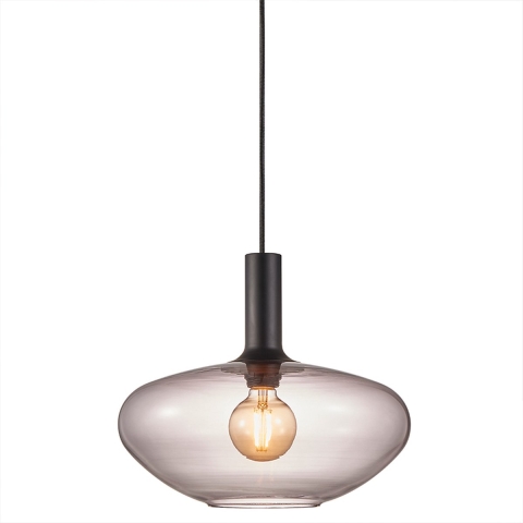 Nordlux Alton - Hanglamp - Ø 35 X 330 Cm - Zwart En Gerookt Glas