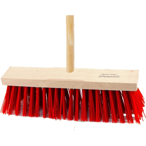 Bezem buiten - 40 cm - rood - steel 150 cm - harde bezem - straatbezem -