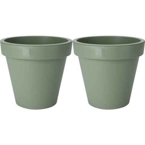 Plantenpot/bloempot - 2x - Tuin buiten - kunststof - groen - D50 cm -