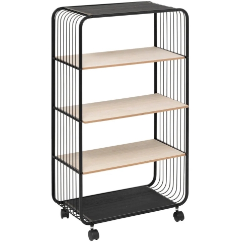 Opbergrekje 4 laags met planken - metaal/hout - 55 x 28 x 96 cm - op wielen - trolley - kastje -
