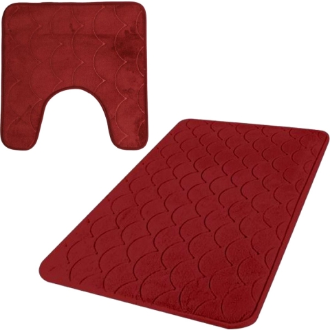 Urban Living badkamer droogloop matjes - set 2x stuks - memory foam - donkerrood -