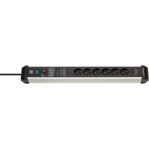 Premium-Protect-Line 60.000A stekkerdoos met overspanningsbeveiliging en Power Delivery USB 6-voudig 3m H05VV-F 3G1,5