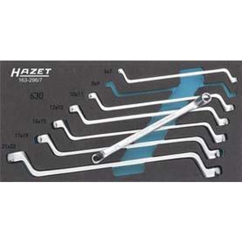 HAZET Dubbele ringsleutelset 163-296/7 - Buitentwaalfkant tractieprofiel - 7-delig - 6 x 7 - 8 x 9 - 10 x 11 - 12 x 13 - 14 x 15 - 17 x 19 - 21 x 22