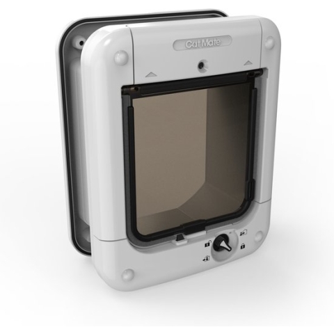 Cat Mate 360W Microchip kattenluik met handmatige vergrendeling 24,6 cm x 19,7 cm - deuren met enkele of meerdere beglazing, houten en UPVC/metalen deuren, muren - wit