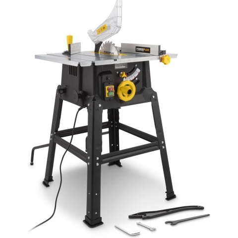 Powerplus POWX07590 Zaagtafel - Tafelzaagmachine met onderstel - 1700W - 210mm zaagblad - Incl. 24 tanden cirkelzaag blad voor hout, parallelgeleider, aansluiting voor stofzuiger - Stevig en gebruiksvriendelijk