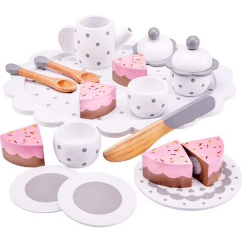New Classic Toys - Houten Theeservies Speelset - Speelgoed Thee Set voor Kinderen - Wit