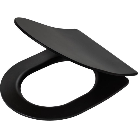 Tiger Tune - WC bril D-vorm - Toiletbril - Softclose - Easy clean functie - Duroplast - Zwart / RVS geborsteld
