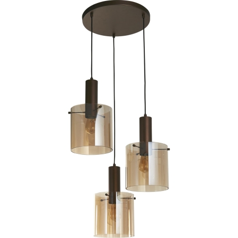 Searchlight Sweden - Hanglamp - Ø 47 X 150 Cm - Mokka En Amber
