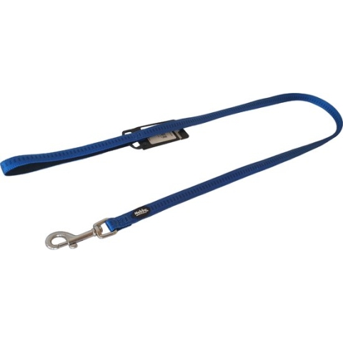 Nobby Soft Grip Hondenlijn - Dubbel Nylon - Gevoerd - Blauw / Zwart - Breedte 15 mm - Lengte 120 cm