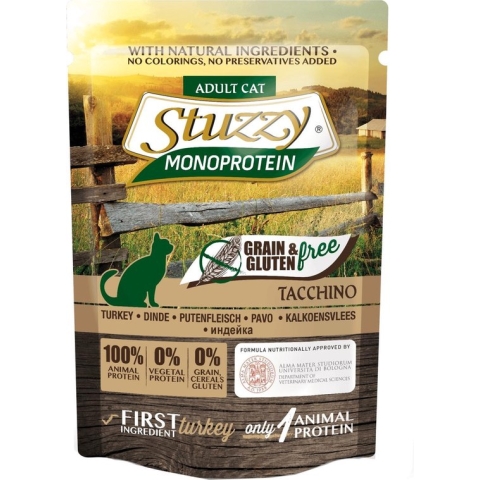 Stuzzy - kattenvoer - Kalkoen - Graan vrij - Volledig Natvoer - 16 x 85gram