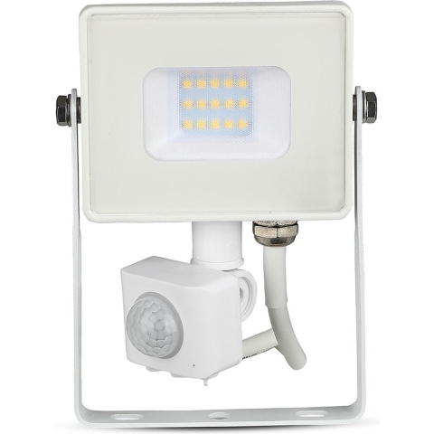 V-TAC VT-10-S-W Draaibare LED Schijnwerpers met PIR Sensor - Samsung - IP65 - Wit - 10W - 800 Lumen - 4000K - 5 Jaar