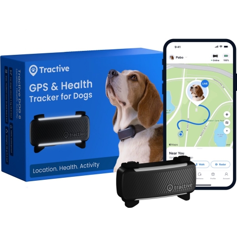 Tractive DOG 6– Honden GPS met Gezondheid&Activity tracker - Past op meeste halsbanden– Zwart