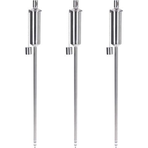 Tuinfakkel - Set van 7x stuks - 115 cm - RVS zilver - glasvezel lont - op lampenolie - oliefakkel -