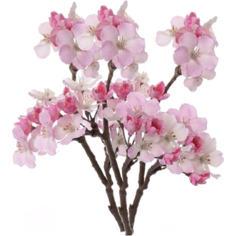 Kunstplant bloem - Set van 10x stuks - appelbloesem - kunstbloem/tak - 17 bloemen - 36 cm - roze -