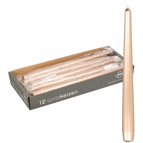 48x Metallic antiek gouden dinerkaarsen 25 cm 8 branduren -