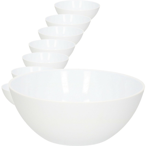 Plasticforte - 20x stuks - Serveerschaal/saladeschaal - D20 x H8 cm - kunststof - wit -