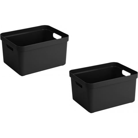 Sunware opbergbox Sigma - 4x stuks - kunststof - 32 liter - zwart - opberg dozen/bakken -