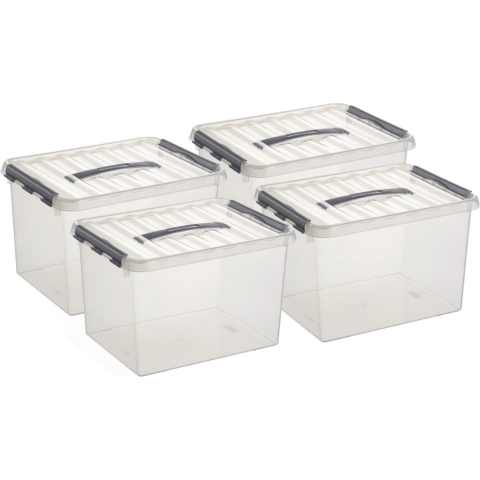 Set van 12x stuks sunware q-line opberg box/opbergdoos - 22 liter - 40 x 30 x 26 cm - kunststof - tr -