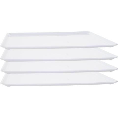 4x Plat dienblad wit kunststof 42 x 30 cm -