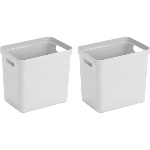 Sunware Opbergbox Sigma - 4x - kunststof - wit - 25 liter - Opbergbakken/opbergers -