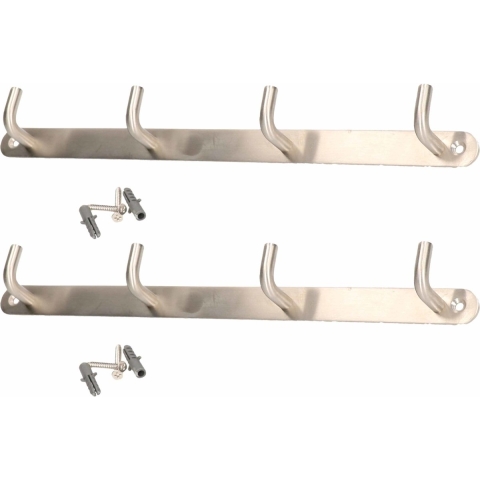 2x Luxe kapstokken / jashaken / wandkapstokken RVS 4x jashaken 3,4 x 31 cm -