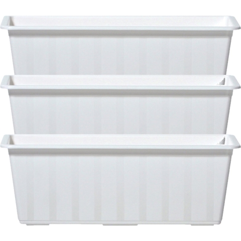 Plantenbak/bloembak/balkonbak Agro - 3x - wit - kunststof - 40 x 18 x 14 cm -
