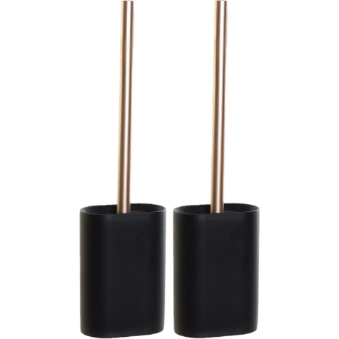Set van 2x stuks silicone hygiene wc/toiletborstels 40 cm met toiletborstelhouder zwart -