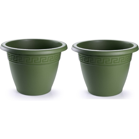 2x stuks bloempotten donkergroen rond diameter 40 cm -