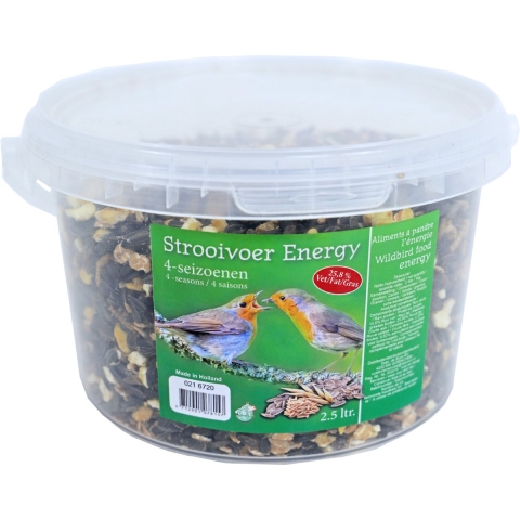 2x stuks vogelvoer strooivoer energy 4-seizoenen emmers 2,5 liter -